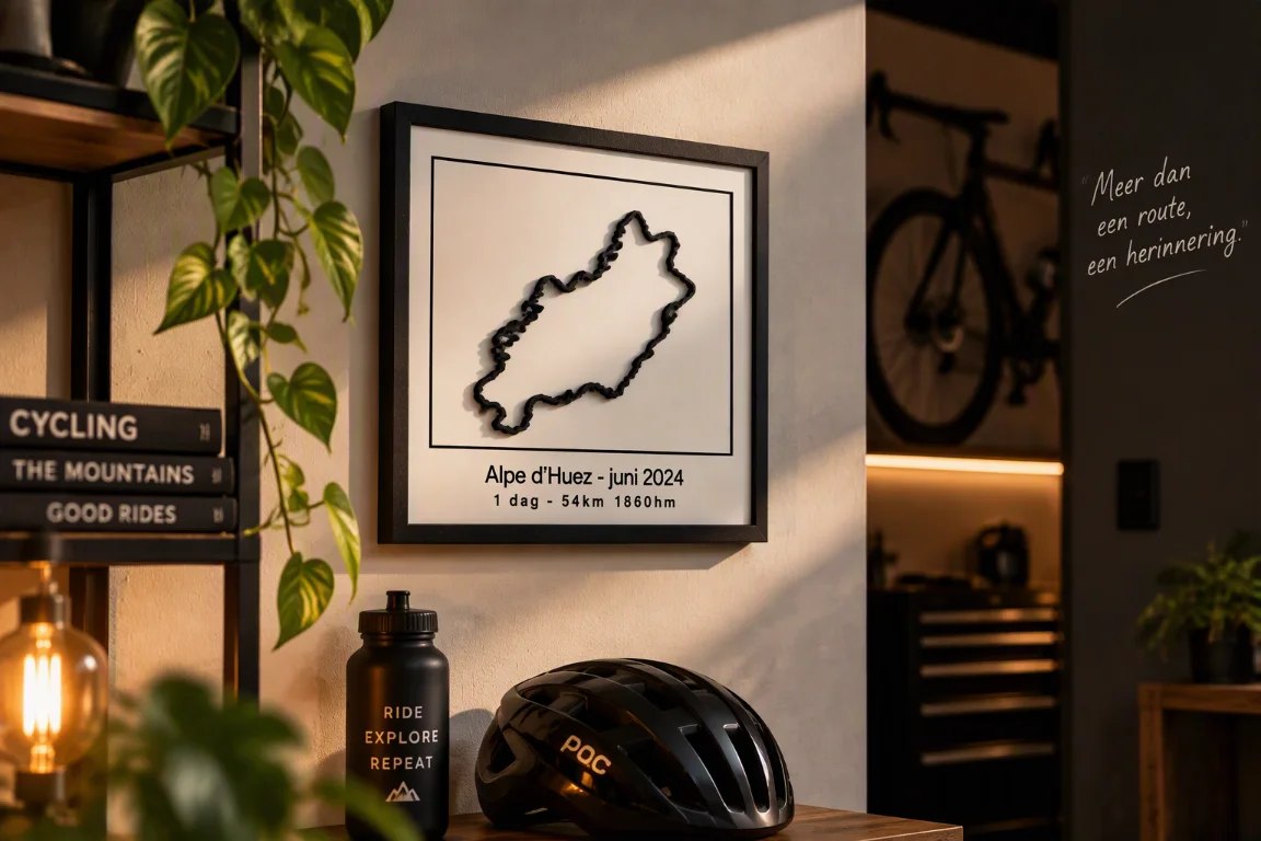 3DRoute paneel van de Alpe d'Huez aan de muur – een persoonlijk kerstcadeau met een eigen route